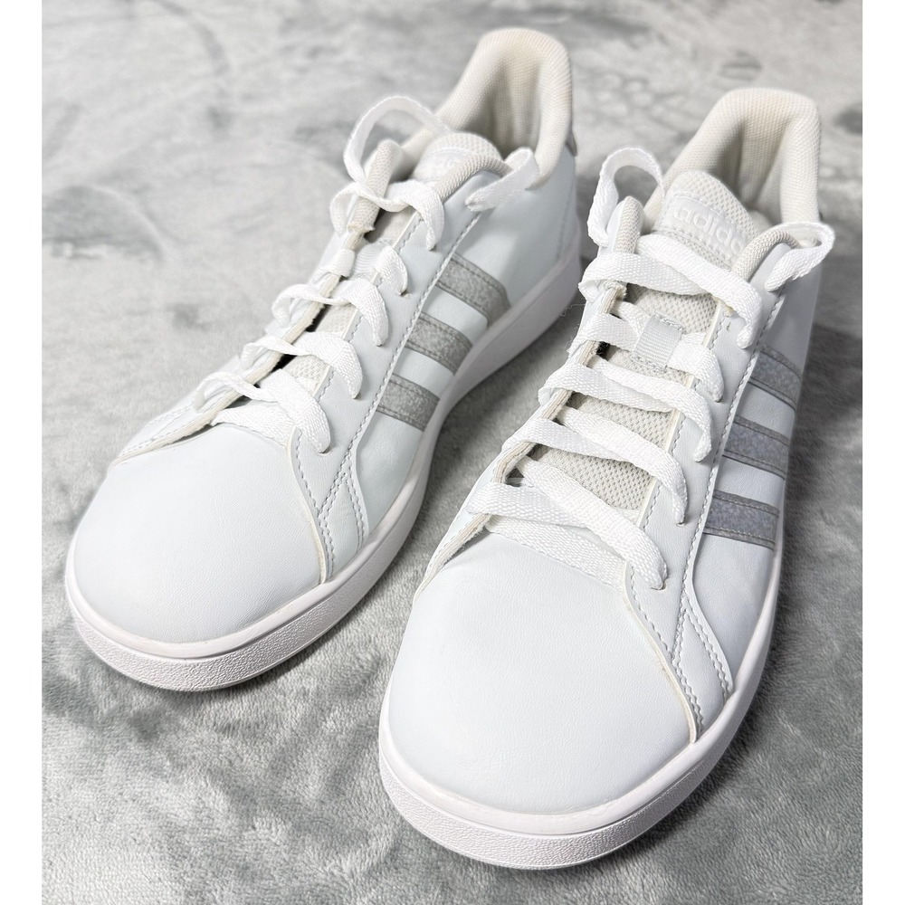 Adidas Shoes Teens Size 6 White Glitter Stripe Low Top Casual Sneakers‎ GY6717